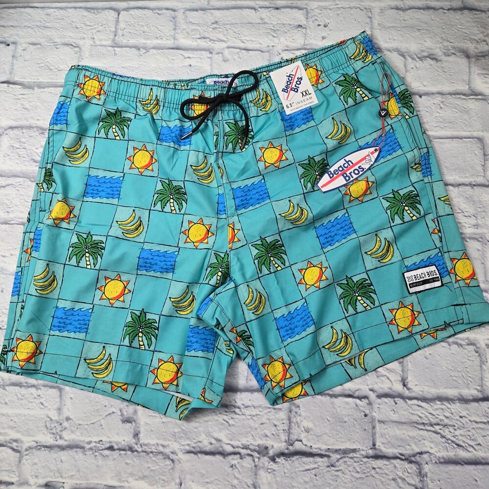 NWT Beach Bros Aqua Bongo Tree 4-Way Stretch Volley Swim Trunk size XXL